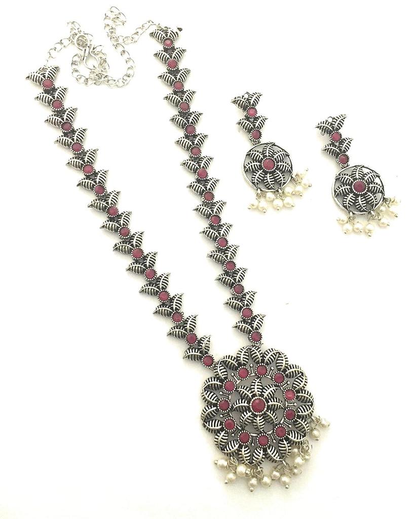 Traditionelles deutsches Silberschmuck-Set mit Perlenblatt-Design, oxidiert, für Frauen und Mädchen