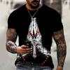 Men's Printed Color Cross 3D Short Sleeved T-shirt Summer Casual Sportswear Shirt