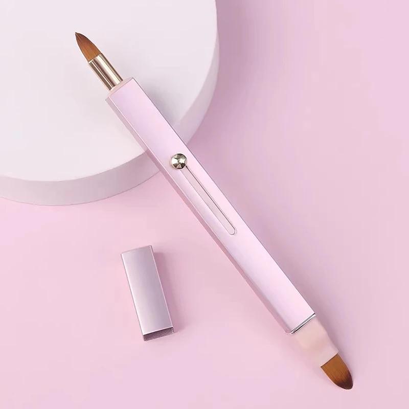 Tool Soft Portable Retractable Lip Brush Double Head Makeup With Cover Lipstick Concealer Brushes Beauty