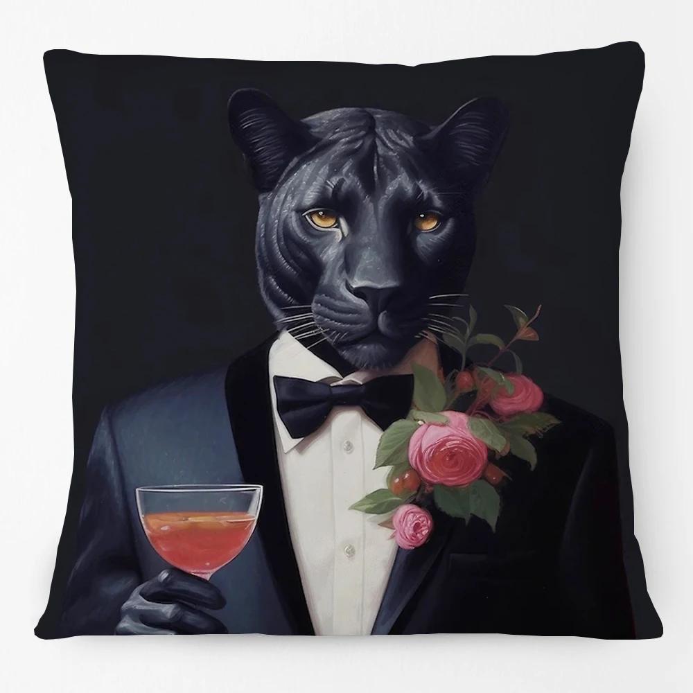 Animal Tiger Leopard Portraits Cushion Cover Home Decorative Sofa Throw Pillow Case