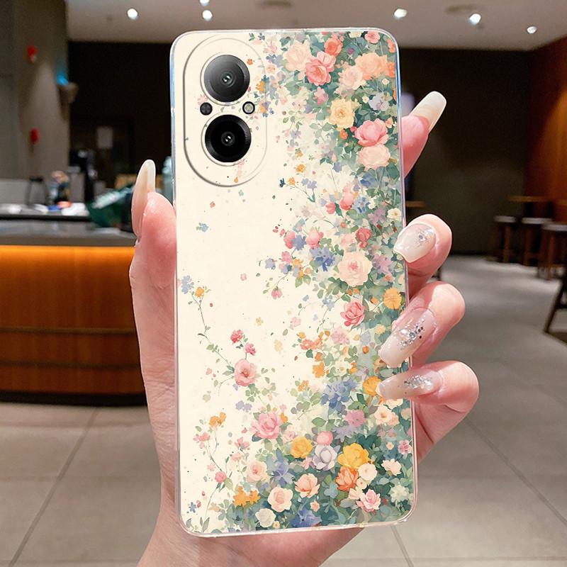 For Realme C67 4G RMX3890 Case C55 RMX3710 Casing Fashion Flower Clear Soft TPU Cover For Realme C67 C 67 C 55 RealmeC67 Bumper