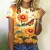Cute Little Animal Printed Round Neck Short Sleeved T-shirt Soft Comfortable Creative Fun Women's Casual T-shirt