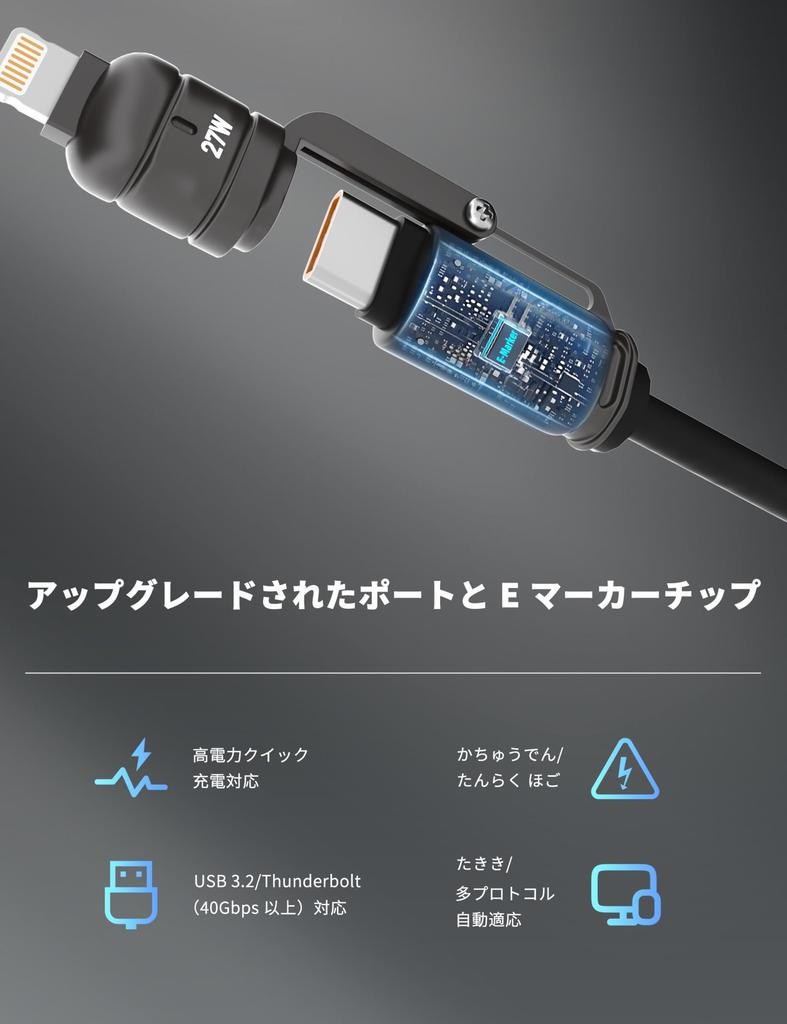 240W Retractable Spring Charging Cable Zinc Alloy Fast Charger PD27W 65W 240W 2m Braided for iPhone CarLife 4-in-1 / / USB-C/C-L