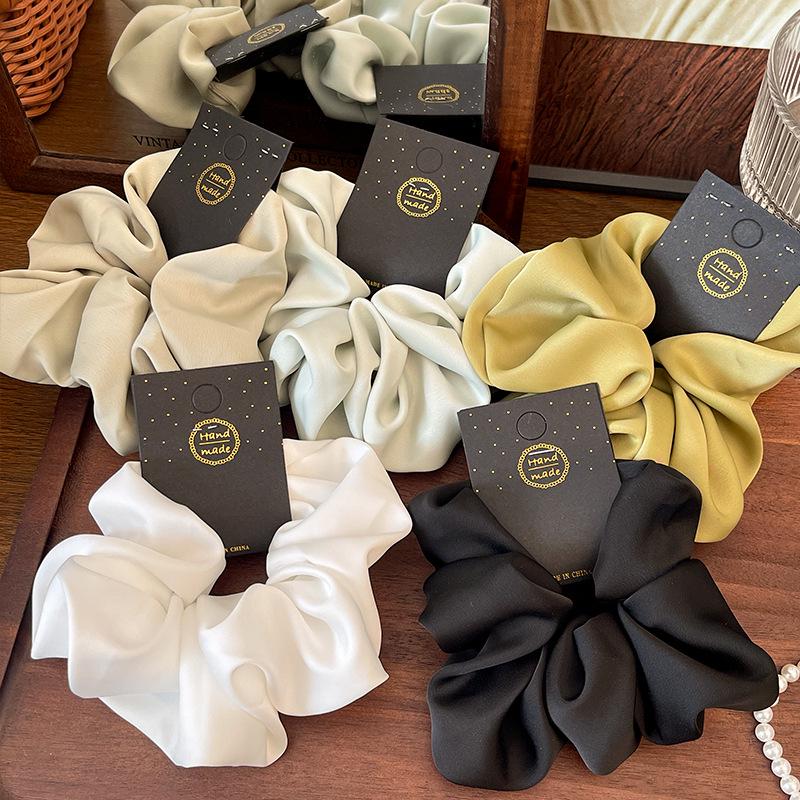 Korean Satin Scrunchie: French Retro Solid Color 15CM Classic Imitation Silk Hair Accessory
