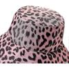 Women Foldable Leopard Printed Bucket Hat Summer Cotton Sun Hats