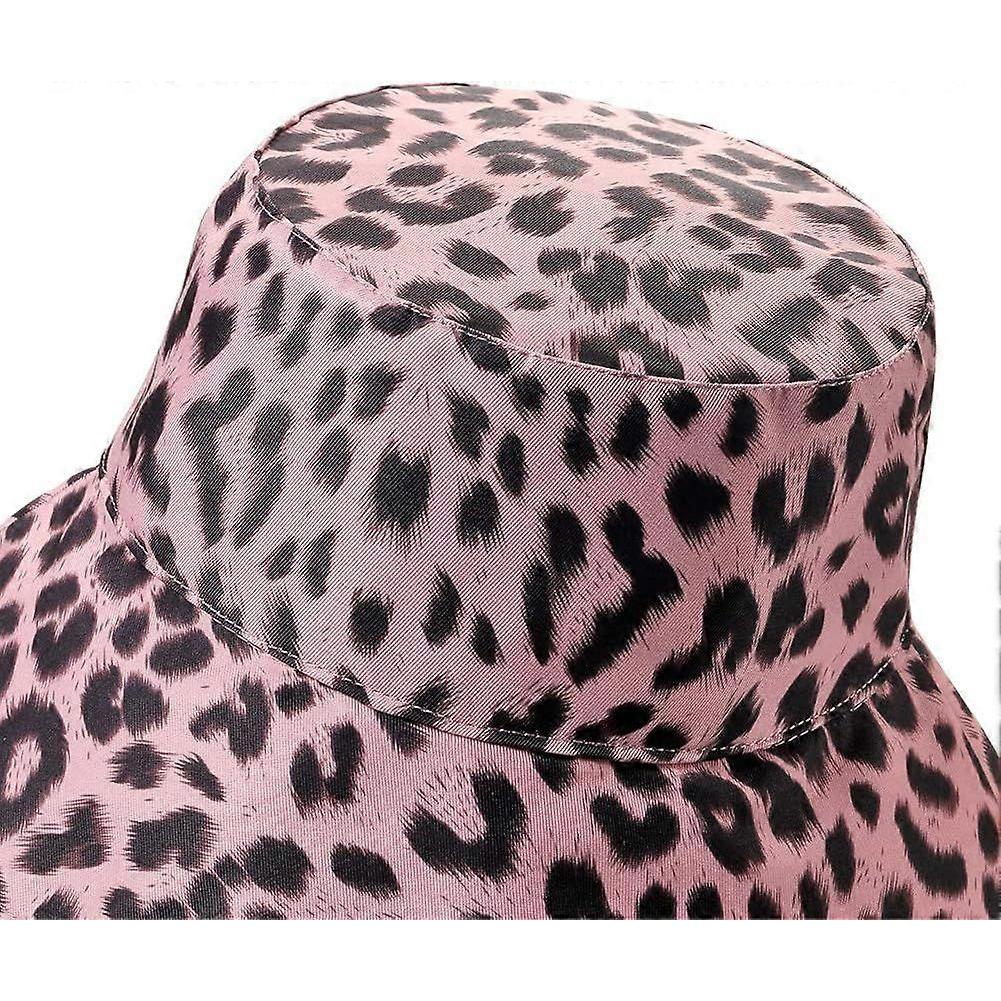Women Foldable Leopard Printed Bucket Hat Summer Cotton Sun Hats