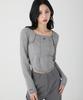 AVANDRESS Square Neck Line Crop Long Sleeve Knit Sora