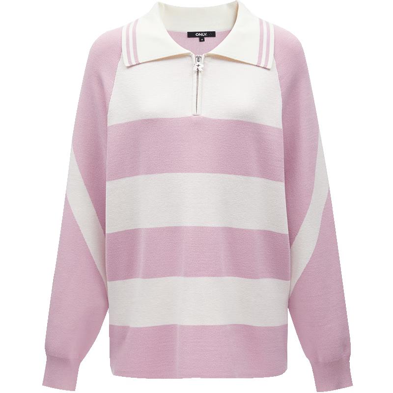 

ONLY Women s Striped Polo Collar Knit Shirt M