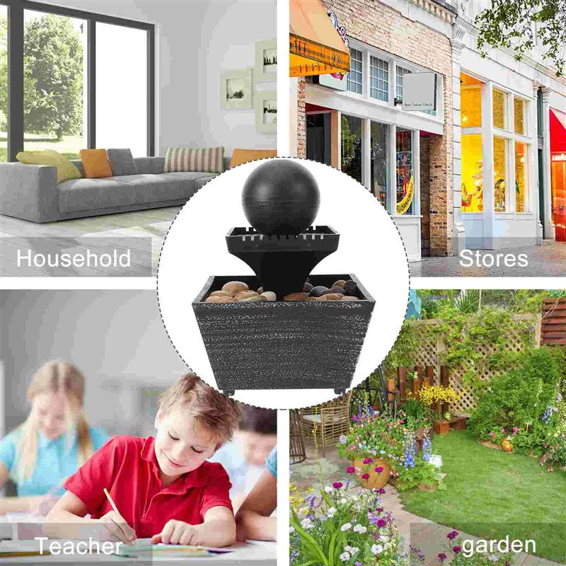 Relaxation Water Feature Small Fountain Indoor Fountains Table Top Black Resin Office