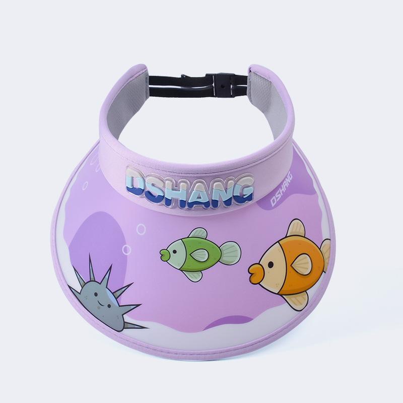 1102 Summer Children's Hats Boys and Girls Baby Cartoon Cute Sun Protection Visor Big Brim with Fan Empty Top Hat