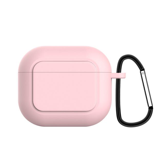 

Противоударный мягкий силиконовый защитный чехол для Appe Airpods 3, защитный чехол для наушников Airpods 3 (2021) With Hook светло-розовый