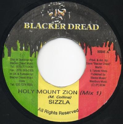 7inch Record SIZZLA - Holy Mount Zion NONE Blacker Dread 2003 Jamaica Reggae, Ska & Dub Used