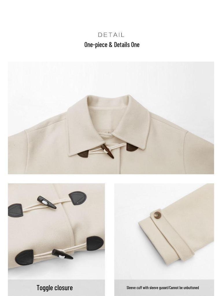 Women's Retro Toggle Wool Coat: Mid-Length Korean Preppy Style, Thickened for Autumn & Winter 2023