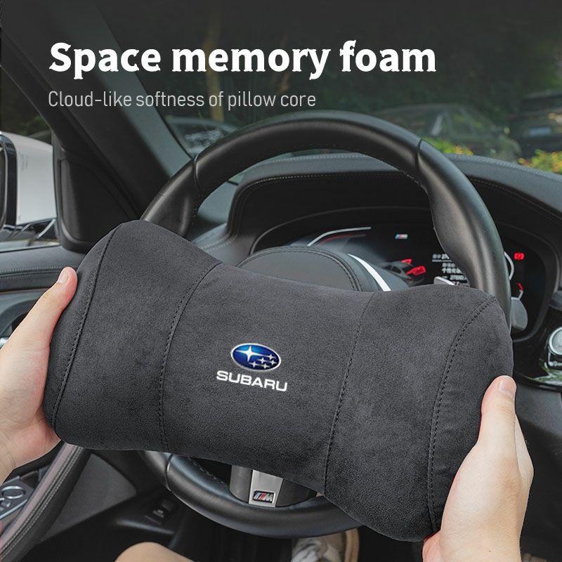 1Pcs Suede Car Interior Seat Headrest Neck Pillow For Subaru Impreza Outback Legacy WRX STI BRZ Forester Crosstrek Levorg Ascent ew3