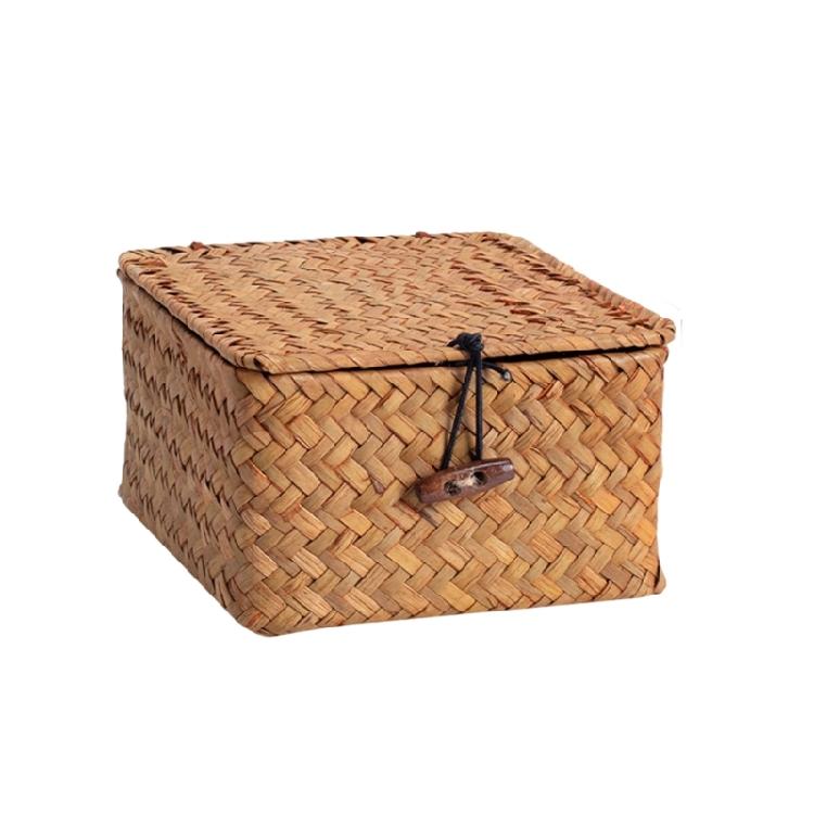 Dustproof Covered Handcrafted Rattan Storage Basket Made of User Friendly Materials for Neat Organization in Various Rooms