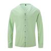 Camicie da Uomo Collo Alto 7 Bottoni Camicia Manica Lunga Tinta Unita Cotone Vintage Taglie Forti Top