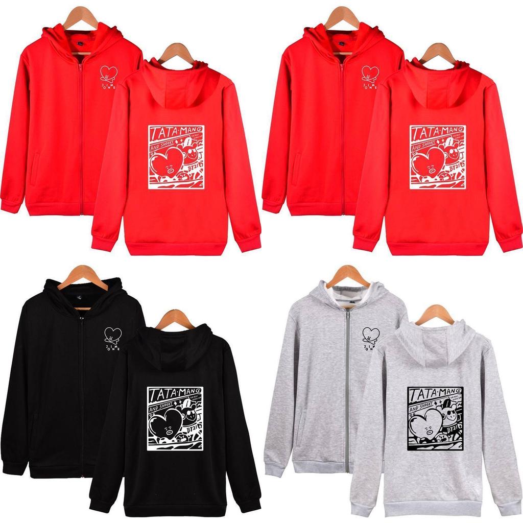 Bts Sweatshirt mit Reißverschluss Bt21 Bangtan Boys Tata Casual Sweatshirt Kpop Hoodie