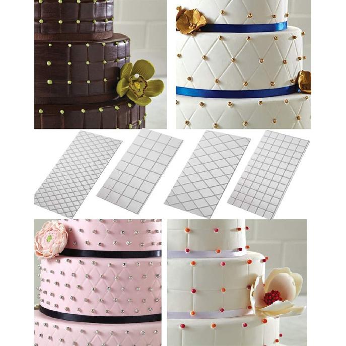 10 Set Fondant Impression Mat Mold Lace Embossing Mat Tree Bark/Brick Wall/Flower/Stone Wall Fondant Impression Mats Texture Design for Cupcake