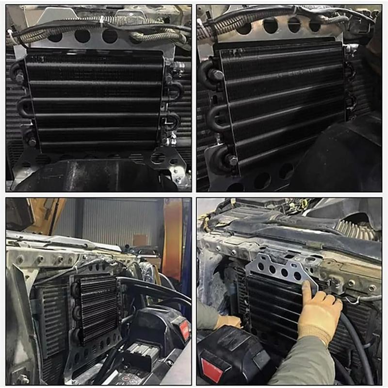 10Row Transmission Oil Cooler Kit Universal Aluminum Engine Oil Radiator Converter With Hose Mounting Kit