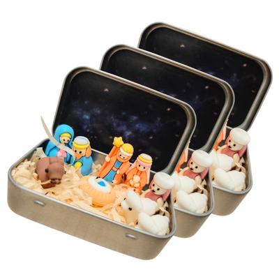 Portable Mini Christmas Nativity Ornament PVC Craft For Office Shelf Or Travel Decoration Bethlehem Scene