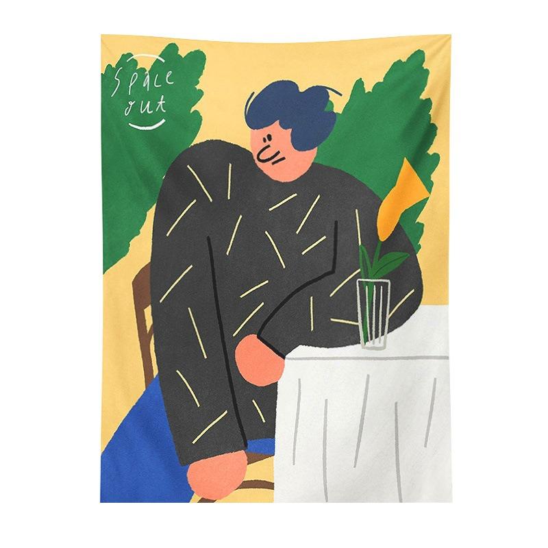 Abstract Style Character Background Hanging Cloth Home Wall Decoration Tapestry Office Living Room Tapestry