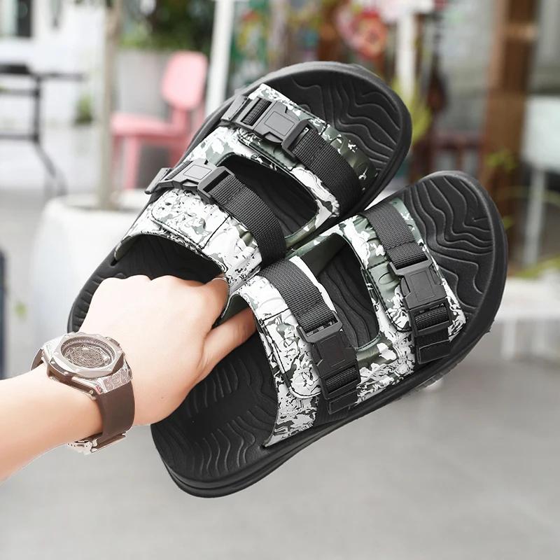 

Модные сандалии на толстой платформе из ЭВА для мужских путешествий на открытом воздухе летом, нескользящие пляжные туфли, удобные шлепанцы на мягкой подошве 40 зелёный