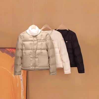 Winter New Down Jacket Women's Fashion Duck Down Elegant, Lightweight, Long Sleeve and Short Jacket