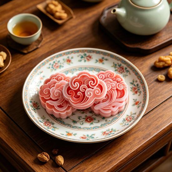 Auspicious Cloud Mooncake Silicone Mold for Peach Mountain Mooncake Mung Bean Cake Chinese Dessert Mold Japanese Wagashi Chocolate Baking Tool