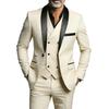 Mens Slim Fit 3-Piece Suit Set With Shawl Lapel Double Vent Tuxedo Wedding Groom Groomsman Formal Event