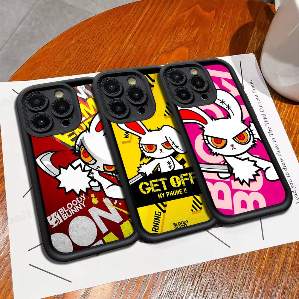Anime B-Bloody Bunny Silicone Soft Phone Case For IPhone 17 16 14 13 12 11 15 Pro Max Plus Air Cover