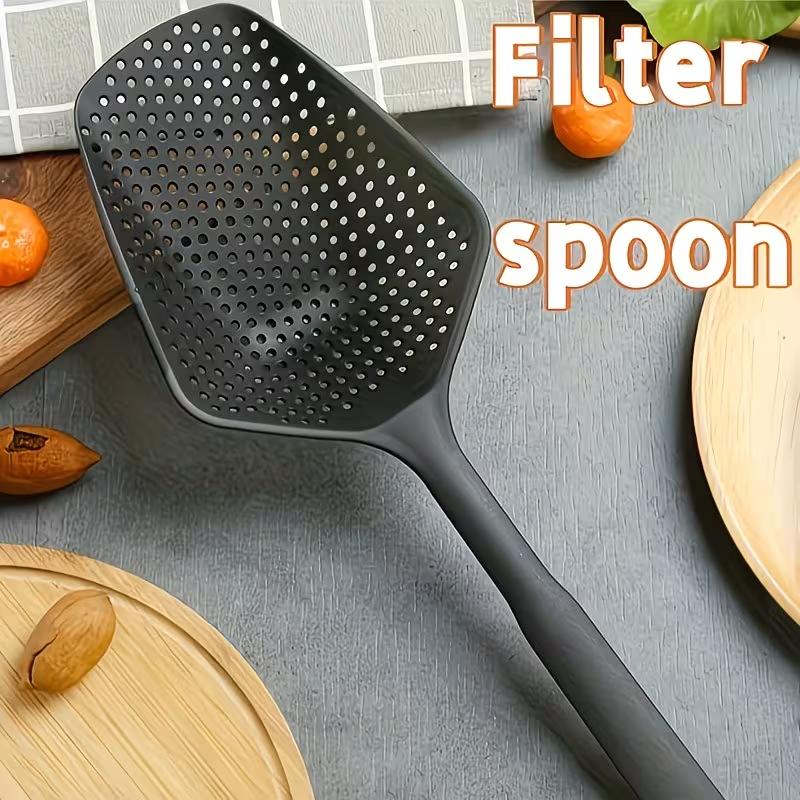 Stainless Steel Kitchen Slotted Spoon Strainer Multifunction Cooking Spoon with Filtering Holes Oil Draining Scoop for Frying Hot Pot