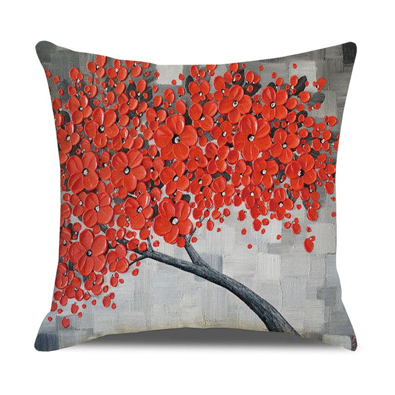 Nordic Home Furnishings Oil Painting Tree Pillow Cover Cartoon Pillow Linen Sofa Cushion Cover New Home Furnishing