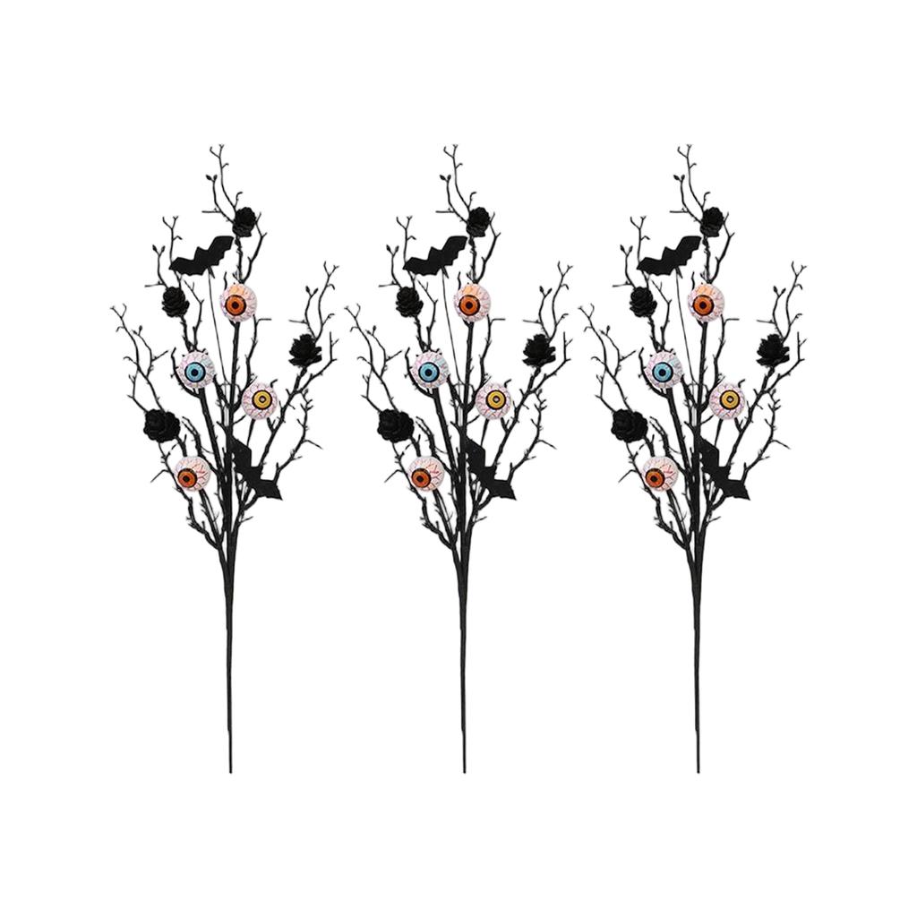 Halloween Decorations Artificial Maple Leaf Pinecone Eyeball Branch Floral Arrangement for Party Decor