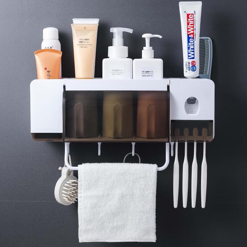 YIXI 3-Person Toothbrush Holder & Bathroom Organizer