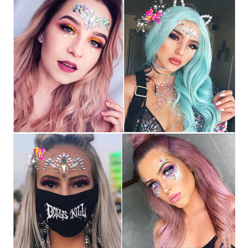 3D Rhinestone Bright Face stickers for festival Glitter Makeup Jewelry Sticker on Face crystals Gems jewels diamonds decoration