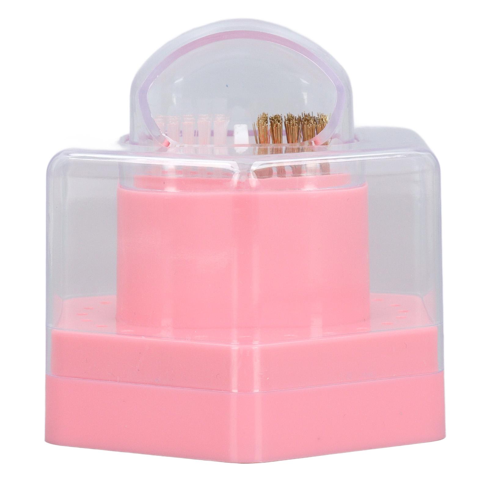 

24 отверстия 2 в 1 подставка для сверл коробка для хранения дисплей для сверл для ногтей щетка для чистки чехол розовый
