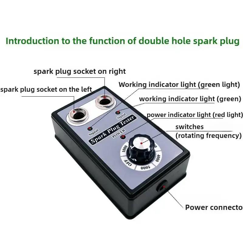 Spark Plug Tester Double Hole Diagnostic Tool Car 12V Spark Tester 0-5000rpm Auto Engine Ignition Detector Tools