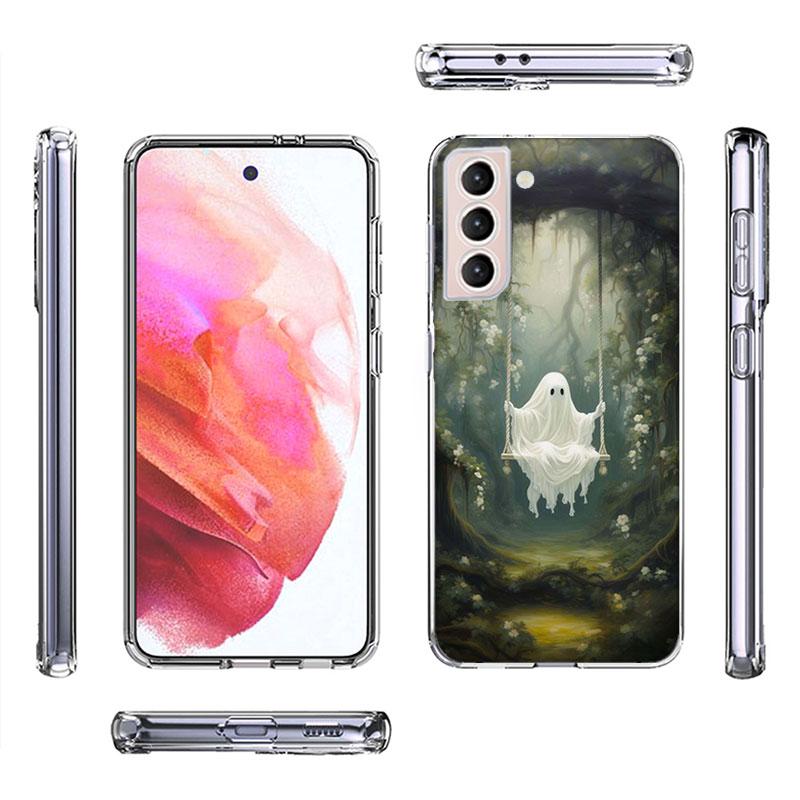 Cute Halloween Ghost Phone Case For Samsung Galaxy S25 Edge S24 S23 FE S21 S20 S10 Plus S22 S26 Ultra Cover Clear Cases TPU Capa