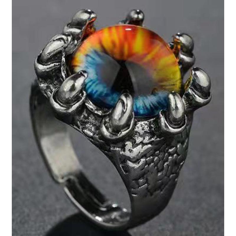 Retro Auge der Weisheit Ring mit Blumen Drachenklaue Ring Teufelsauge Ring Punk Offenes Auge Ring Schmuck