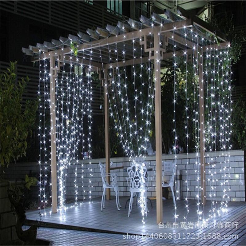 3x3M 300LEDs Curtain Icicle String Light with Tail Plug for Christmas Outdoor Decoration EU Plug