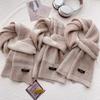 Pure Wool Small Scarf Women's Winter Thickened Love Knitted Plaid Warm Girl Style Scarf Birthday Gift