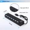 Hubs USB Hub USB JDL-A7 HUB USB Hub 7 Ports USB 2.0 Independent Switch Indicator High Speed Ultra Slim Splitter 21289