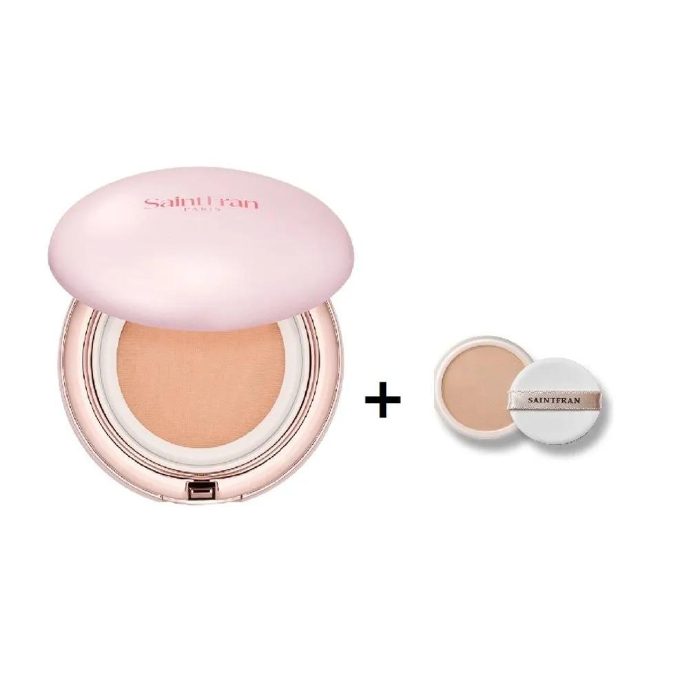 SAINTFRAN NEW W Skin Treatment Cushion Pact Peach Main Product + 12g Refill