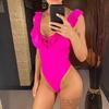 Nuovo Sexy Costume Intero Ruffled con Volant Schiena Scoperta Costumi da Bagno Donna Taglio Alto Monokini Costume da Bagno Swim