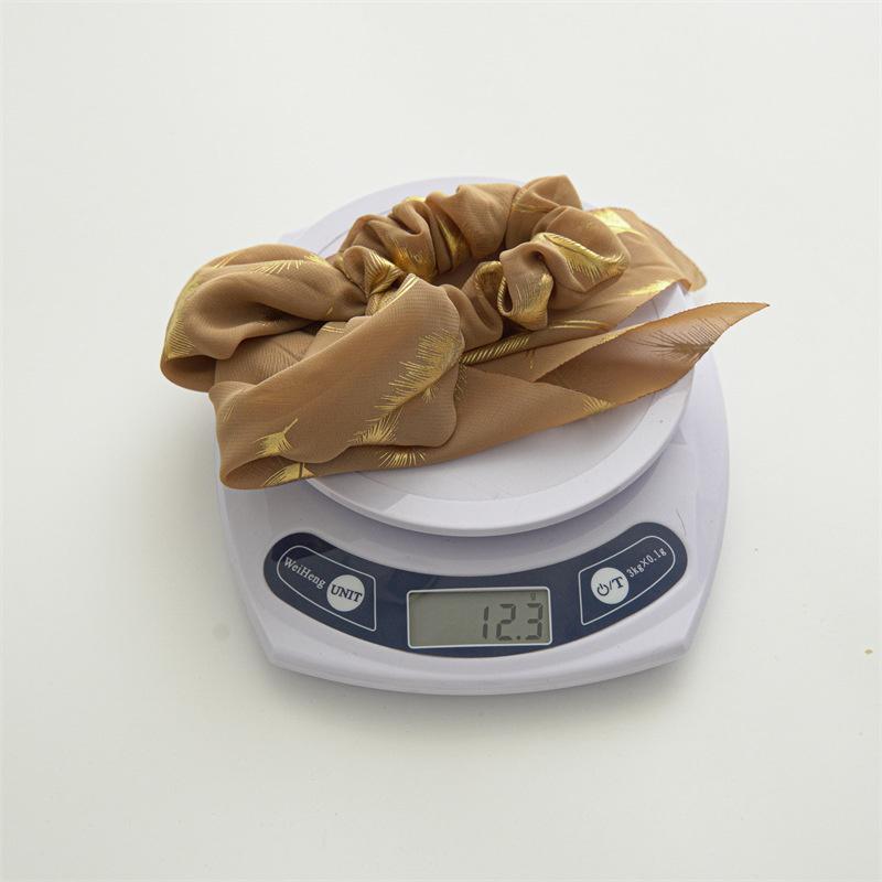 Korean Chiffon Feather Hair Ribbon Scarf Vintage Simple Hair Loop Tie Elastic Hairband For Women Girl Hair Accessories Headbands