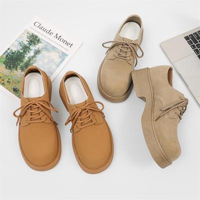 New Men's Tooling Casual Big Head Leather Shoes Niche Low-top Thick-soled Heightening Men's Shoes Z117