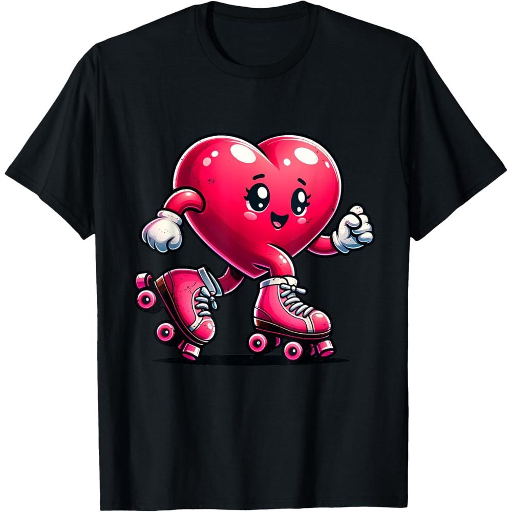 Roller Skate Valentines Day Heart Lover Girls Women Skating T-Shirt 4XL