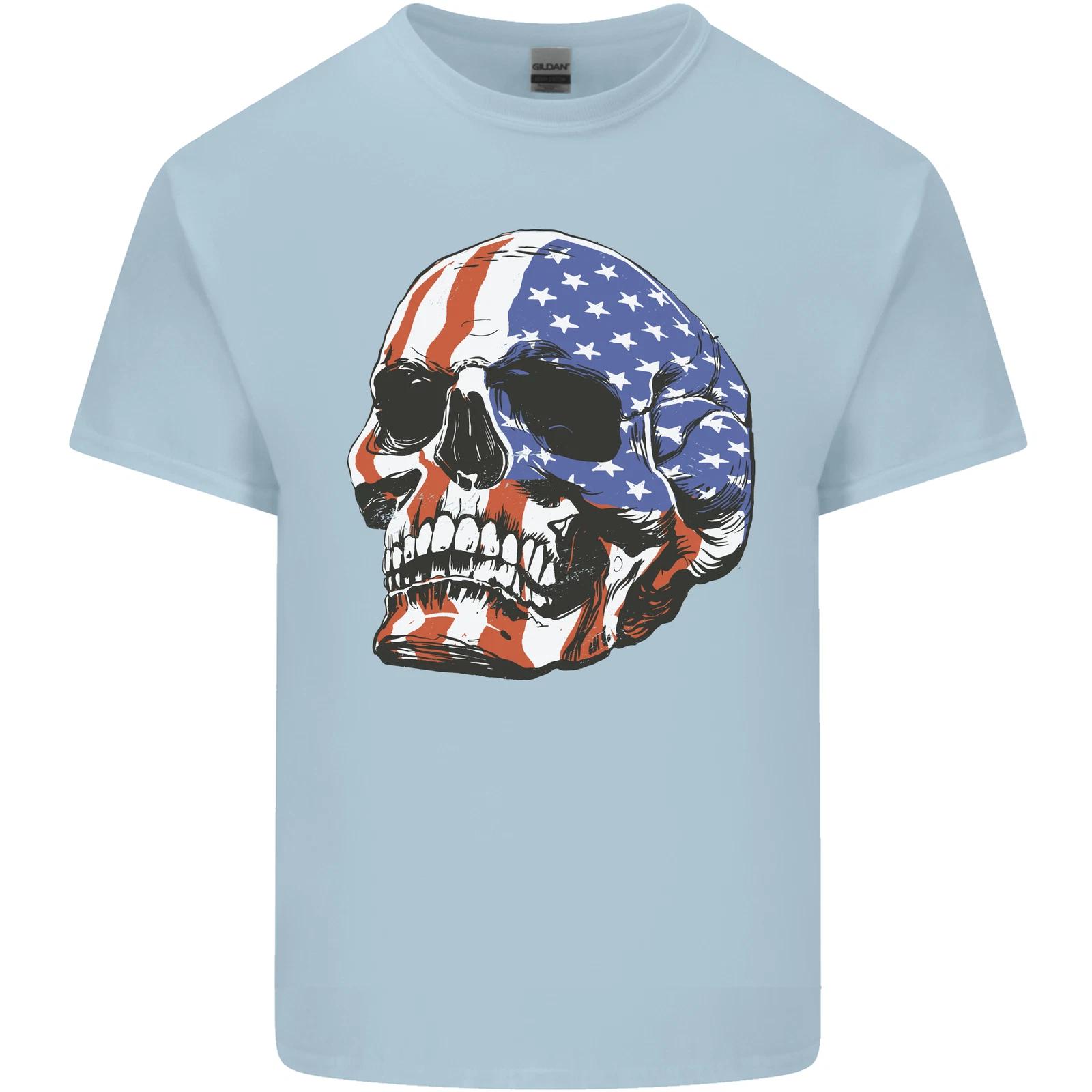 A USA Human Skull Flag America Kids T-Shirt Childrens XL