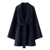 Cappotto Lussuoso da Donna in Lana Cashmere Double-Face - Petite, Corto, Ampio, Ispessito, Cinturato