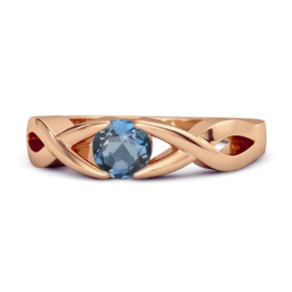 London Blue Topaz Twisted Vine Band Ring - 925 Sterling Silver Rose Gold Vermeil